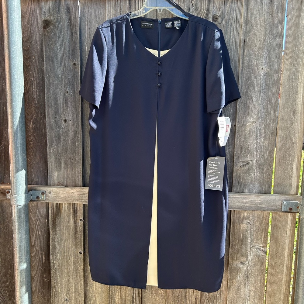NWT vintage Liz Claiborne navy dress.